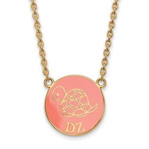14K Plated Silver Delta Zeta Large Enamel Mascot Necklace